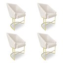 Ver imagem 1 de Kit 4 Luxo Alana Linho Bege Base Ferro Dourado - Pallazio