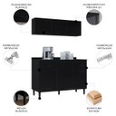 Ver imagem 3 de Armário Aéreo e Balcão de Cozinha 120cm com Tampo Classic P11 Preto - Mpozenato