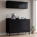 Ver imagem 1 de Armário Aéreo e Balcão de Cozinha 120cm com Tampo Classic P11 Preto - Mpozenato