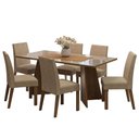 Ver imagem 2 de Conjunto Sala de Jantar Mesa Tampo de Vidro 6 Cadeiras Madesa Rustic-crema-imperial