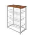 Ver imagem 3 de Fruteira com Suporte para Micro-ondas Barcelona Aço Branco Cesto Branco Tampo Canela - Cor: Marrom