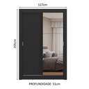 Ver imagem 4 de Guarda-roupa Solteiro 2 Portas de Correr com Espelho Preto Milano Madesa