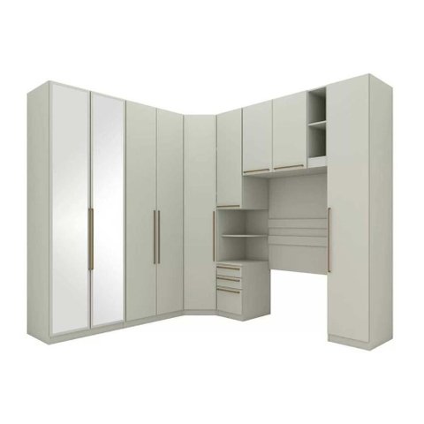 Quarto Casal Modulado Seletto 6 Peças (1 Armário Aéreo + 4 Guarda Roupas + 1 Complemento) Qcm70