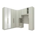 Ver imagem 1 de Quarto Casal Modulado Seletto 6 Peças (1 Armário Aéreo + 4 Guarda Roupas + 1 Complemento) Qcm70