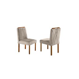 Conjunto Sala de Jantar 4 Lugares Paris Madeira Maciça Mesa Quadrada Veludo Bege - 3