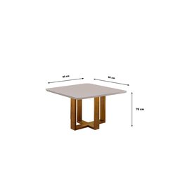 Conjunto Sala de Jantar 4 Lugares Paris Madeira Maciça Mesa Quadrada Veludo Bege - 4