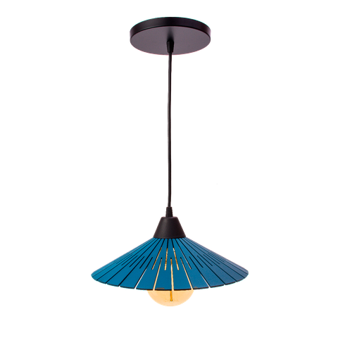 Luminária Teto Lustre pendente balcão cozinha sala mdf cabo:Azul