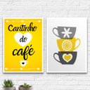 Ver imagem 1 de Kit 2 Quadros Cantinho Do Café Amarelo 33x24cm:Madeira branca
