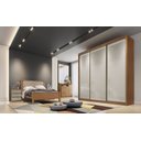 Ver imagem 1 de Guarda Roupa Casal 3 Portas 4 Gavetas - Arezzo Plus-cumaru/fendi - Móveis Novo Horizonte