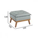 Ver imagem 3 de Puff Quadrado Linho Pillow Estofado Sala Quarto Pé Madeira Cinza