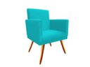 Ver imagem 1 de Poltrona Decorativa Bia Suede Azul Tifany Pés Madeira Mz Decor