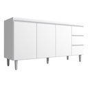 Ver imagem 1 de Balcão Armário Gabinete para Pia Andreia S/tampo 150cm 3 Portas 3 Gavetas Cinza Fosco - Ajl Móveis B
