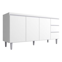 Balcão Armário Gabinete para Pia Andreia S/tampo 150cm 3 Portas 3 Gavetas Cinza Fosco - Ajl Móveis B - 1