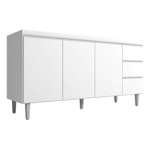 Balcão Armário Gabinete para Pia Andreia S/tampo 150cm 3 Portas 3 Gavetas Cinza Fosco - Ajl Móveis B