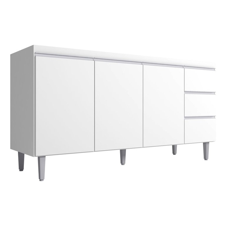 Balcão Armário Gabinete para Pia Andreia S/tampo 150cm 3 Portas 3 Gavetas Cinza Fosco - Ajl Móveis B Balcão Armário Gabinete para Pia Andreia S/tampo 150cm 3 Portas 3 Gavetas Cinza Fosco - Ajl Móveis B