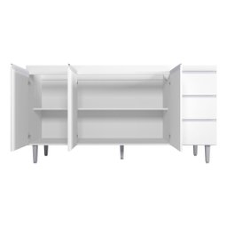 Balcão Armário Gabinete para Pia Andreia S/tampo 150cm 3 Portas 3 Gavetas Cinza Fosco - Ajl Móveis B - 3