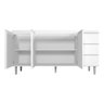 Balcão Armário Gabinete para Pia Andreia S/tampo 150cm 3 Portas 3 Gavetas Cinza Fosco - Ajl Móveis B - 3