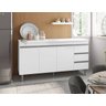 Balcão Armário Gabinete para Pia Andreia S/tampo 150cm 3 Portas 3 Gavetas Cinza Fosco - Ajl Móveis B - 4