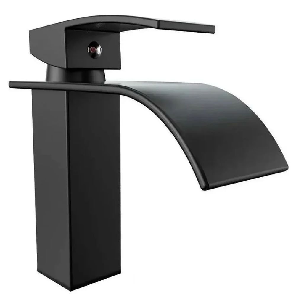 Torneira Lavabo Monocomando Cascata Luxo de Bica Baixa Preta - Bar-004 - Stillus Home Torneira Monoc - 1