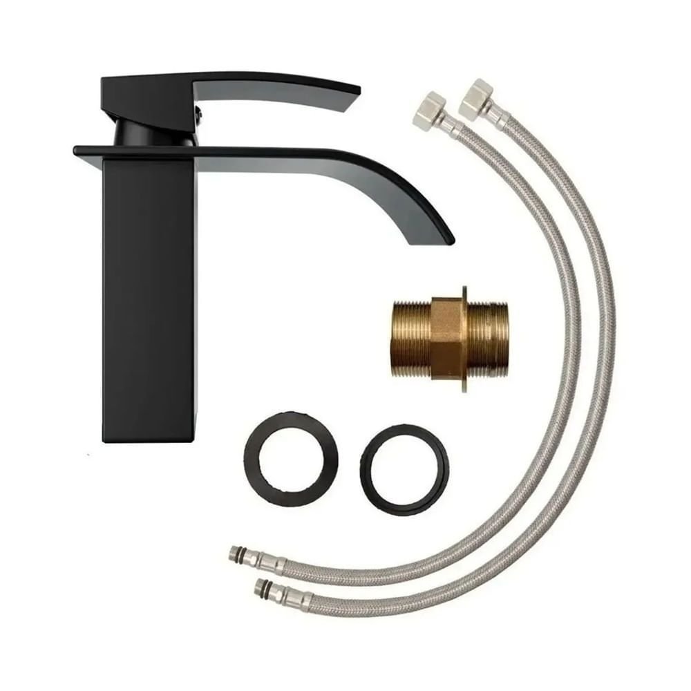 Torneira Lavabo Monocomando Cascata Luxo de Bica Baixa Preta - Bar-004 - Stillus Home Torneira Monoc - 2