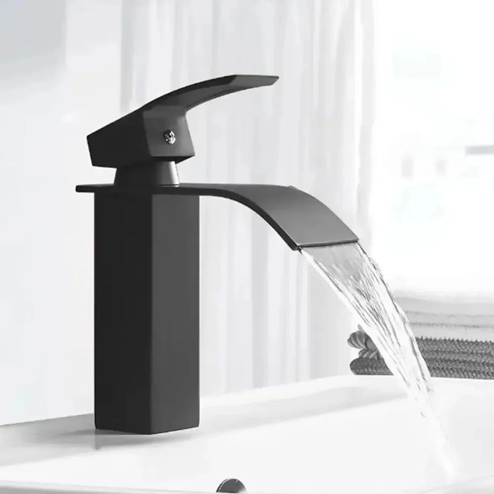 Torneira Lavabo Monocomando Cascata Luxo de Bica Baixa Preta - Bar-004 - Stillus Home Torneira Monoc - 3