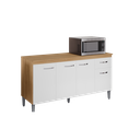 Ver imagem 4 de Balcão Gabinete P/ Pia Gabriela com Tampo 150 Cm Ajl Móveis - Amêndoa/branco