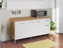 Ver imagem 2 de Balcão Gabinete P/ Pia Gabriela com Tampo 150 Cm Ajl Móveis - Amêndoa/branco