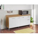 Ver imagem 2 de Balcão Gabinete P/ Pia Gabriela com Tampo 150 Cm Ajl Móveis - Amêndoa/branco