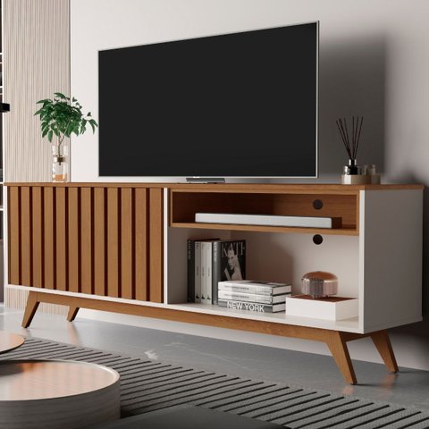 Rack Jade para TV 1 Porta Off White Freijó