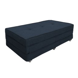 Puff Cama Dobrável Casal 130 Tecido Premium - Linho Prime Marinho - 1