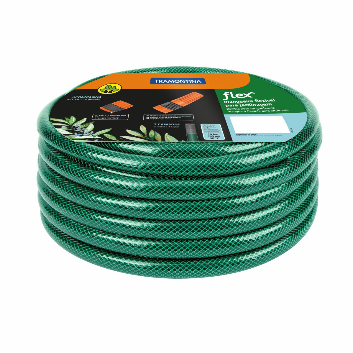 Mangueira Flex Pvc 3 Cam 20m C/ Engate Rosqueado Esguicho - Tramontina