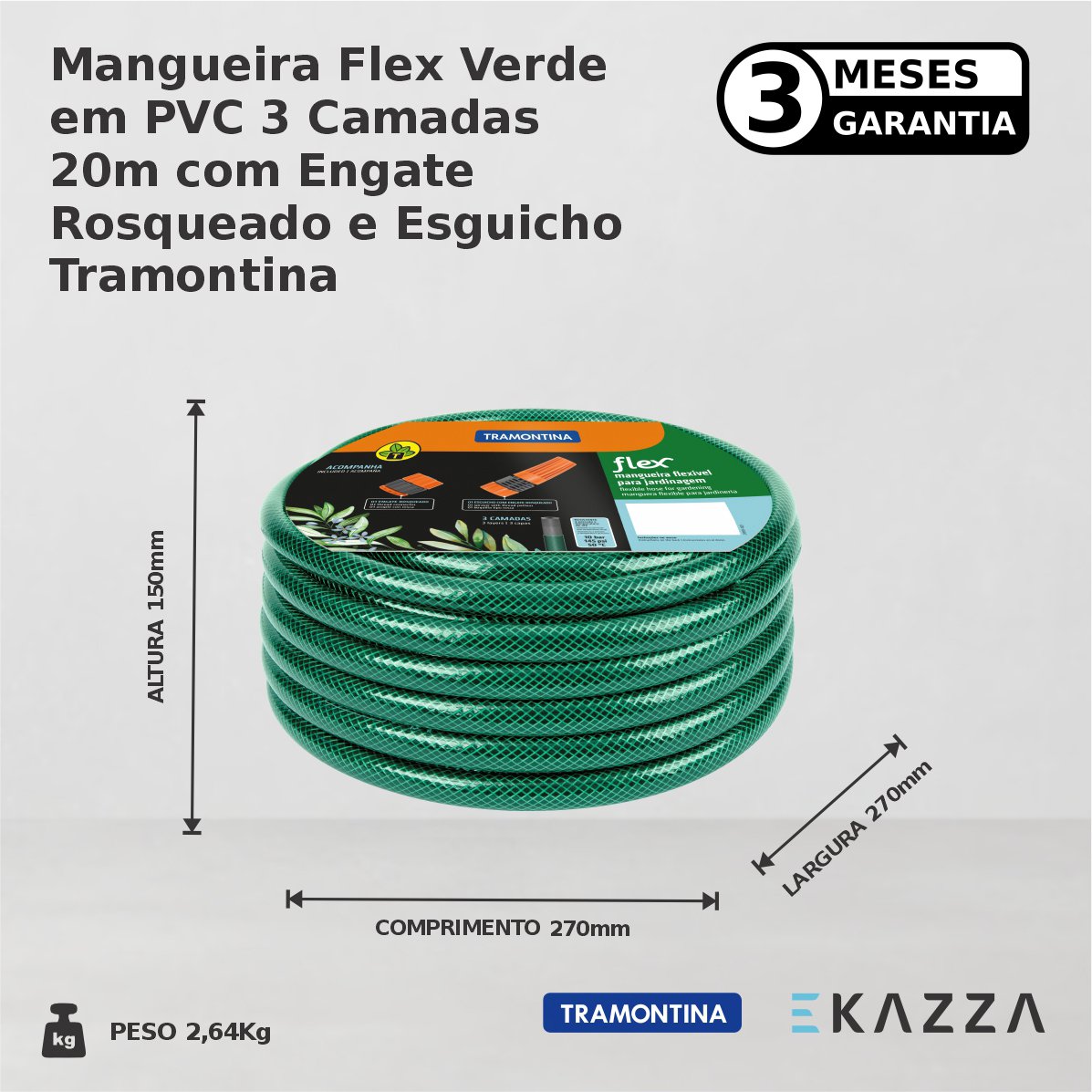 Mangueira Flex Pvc 3 Cam 20m C/ Engate Rosqueado Esguicho - Tramontina - 5