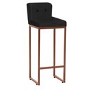 Ver imagem 2 de Kit 03 Banqueta Alta Com Encosto Lucca Industrial Cozinha Balcão Ferro Bronze Botão Corino Preto