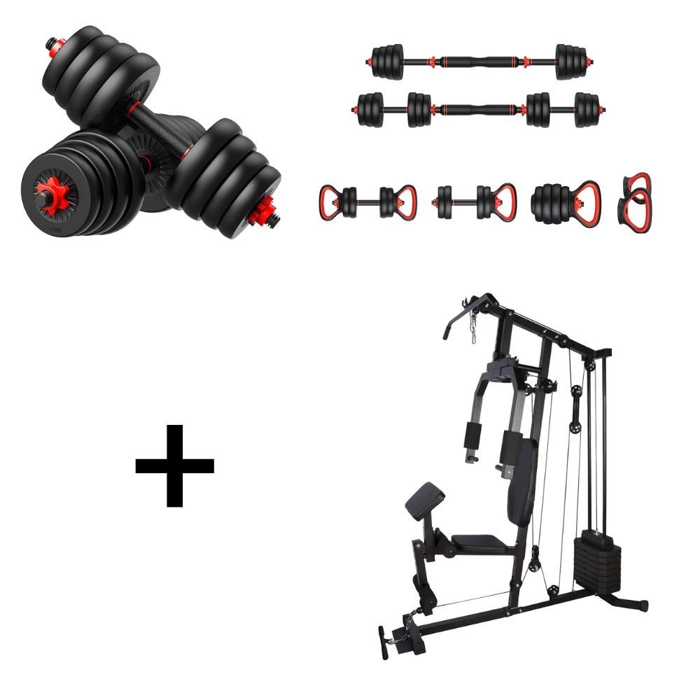 Kit Estação de Musculação 45kg + Kit Halteres 6 em 1 até 20kg Bonafit Preto - 2