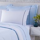 Ver imagem 2 de Kit Edredom 100% Algodão Percal 150 Fios Dupla Face Solteiro + Jogo de Cama 5 Peças - Azul-branco