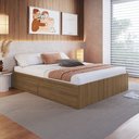 Ver imagem 1 de Cama Queen 162cm X 202cm Compartimento C/ Portas Basculantes Cor:mel