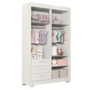 Ver imagem 5 de Cômoda com Porta e Guarda Roupa 4 Portas Infantil Zaki Branco Acetinado - Reller