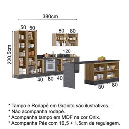 Cozinha Modulada 10 Peças Em MDF Kali Premium CJ10 Carvalho Rust Chumbo Nicioli - 3 Cozinha Modulada 10 Peças Em MDF Kali Premium CJ10 Carvalho Rust Chumbo Nicioli - 3