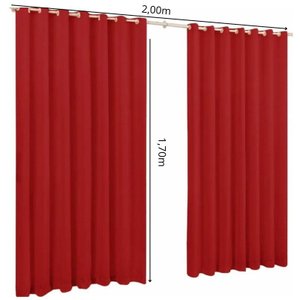 Cortinas para Sala 2,00x1,70 -barata -atacado:vermelha
