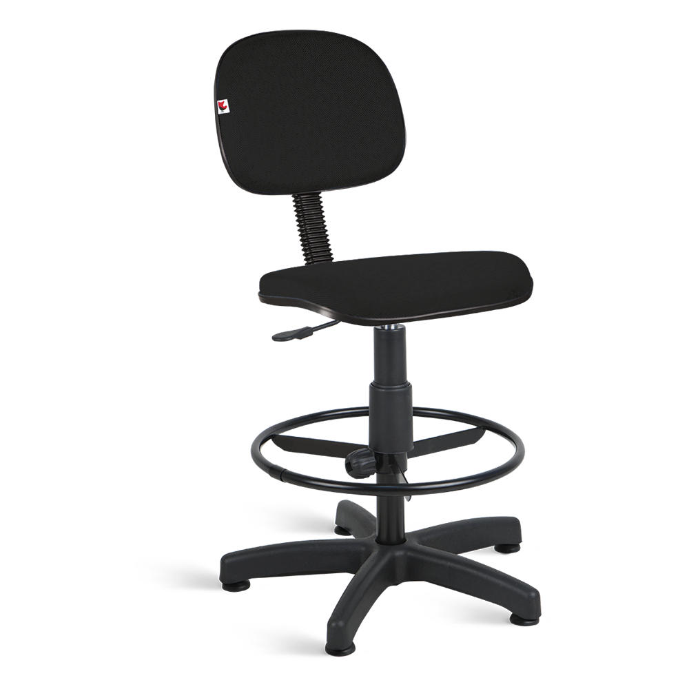 Cadeira Caixa Alta Secretária tecido Sapata Fixa: Preto