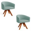 Ver imagem 2 de Poltrona Sala Decorativa Kit 2 Arielle Giratória Madeira Mm35 Cotelê Ext/veludo D03 - D’Rossi