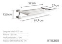 Ver imagem 3 de Toalheiro Rack 60 Cm Inox - Kromus Rt0308