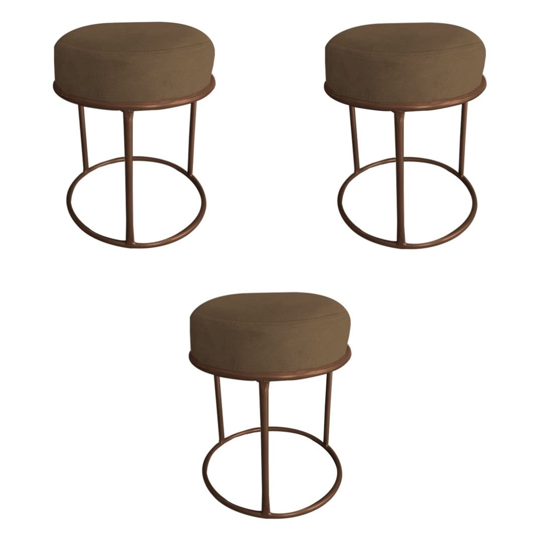 Kit 3 Puffs Decorativos Banqueta Angra Aramado Bronze Suede Cappuccino ...