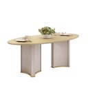 Ver imagem 3 de Mesa para Sala de Jantar 218cm com Tampo Elipse Orgânico com Vidro Liz Branco/Off White/Dourado