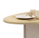 Ver imagem 6 de Mesa para Sala de Jantar 218cm com Tampo Elipse Orgânico com Vidro Liz Branco/Off White/Dourado