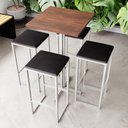 Ver imagem 1 de Conjunto Mesa Alta Bar Bistrô Quadrada Imbuia 4 Bancos Estofado Don Castro Decor