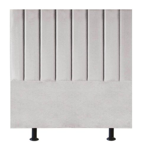 Cabeceira Estofada Cama Box Solteiro 90 Cm Mavie Veludo Cinza Claro