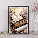 Ver imagem 1 de Quadro Vintage Piano com Flores 33x24cm:moldura Preta