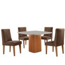 Ver imagem 2 de Mesa de Jantar Eloise 90cm Tampo Mdf 4 Cadeiras Moderna Veludo Marrom/nat/off/serig. Off