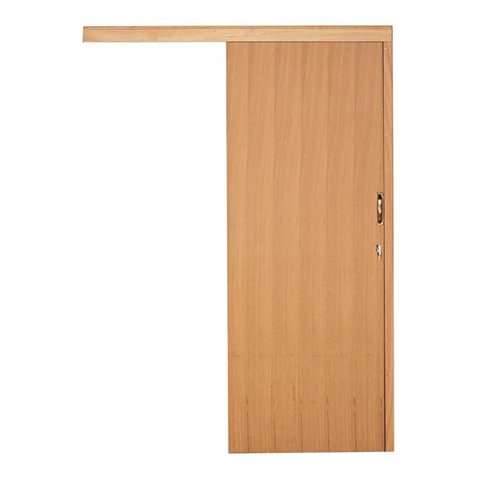 porta de correr com trilho de madeira  folha lisa